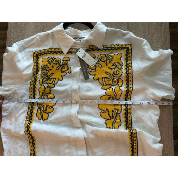 Dhruv Kapoor NWT Long-Sleeve Embroidered Sequin Mini Shirt Dress Medium Anthro - Picture 8 of 10